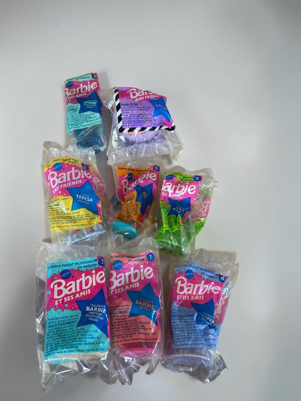 Vintage 1995 McDonald's Barbie & Friends Happy Meal 8 Toy Set